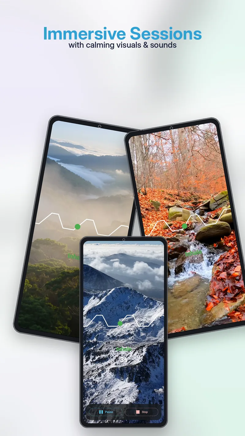 BreathFriend immersive breathing sessions with nature video backgrounds