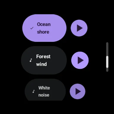 BreathFriend Wear OS background sound list