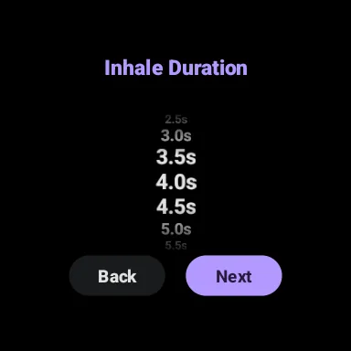 Wear OS inhale duration picker in BreathFriend