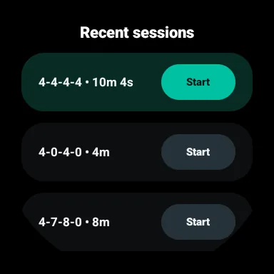 BreathFriend recent sessions tile on Wear OS